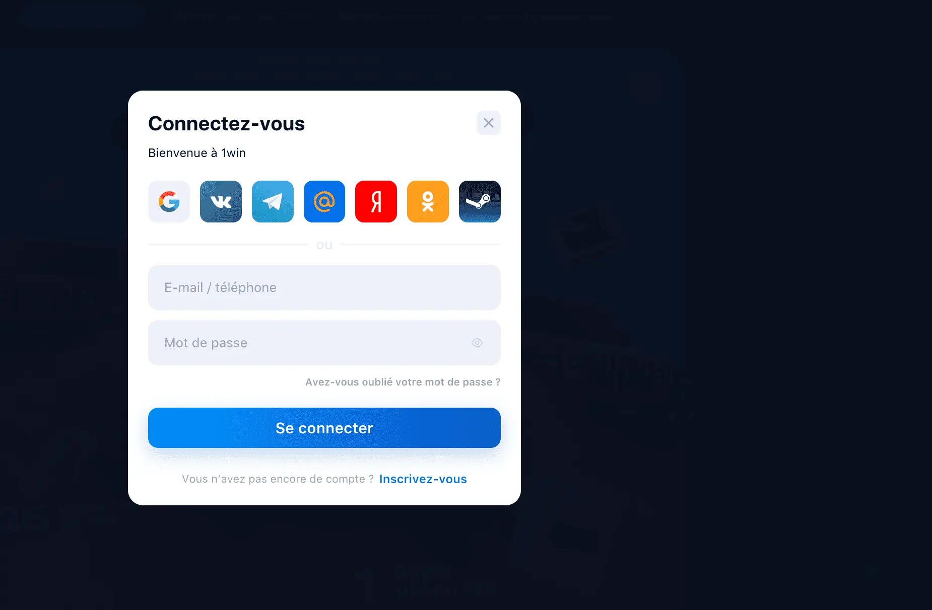 Connexion 1win