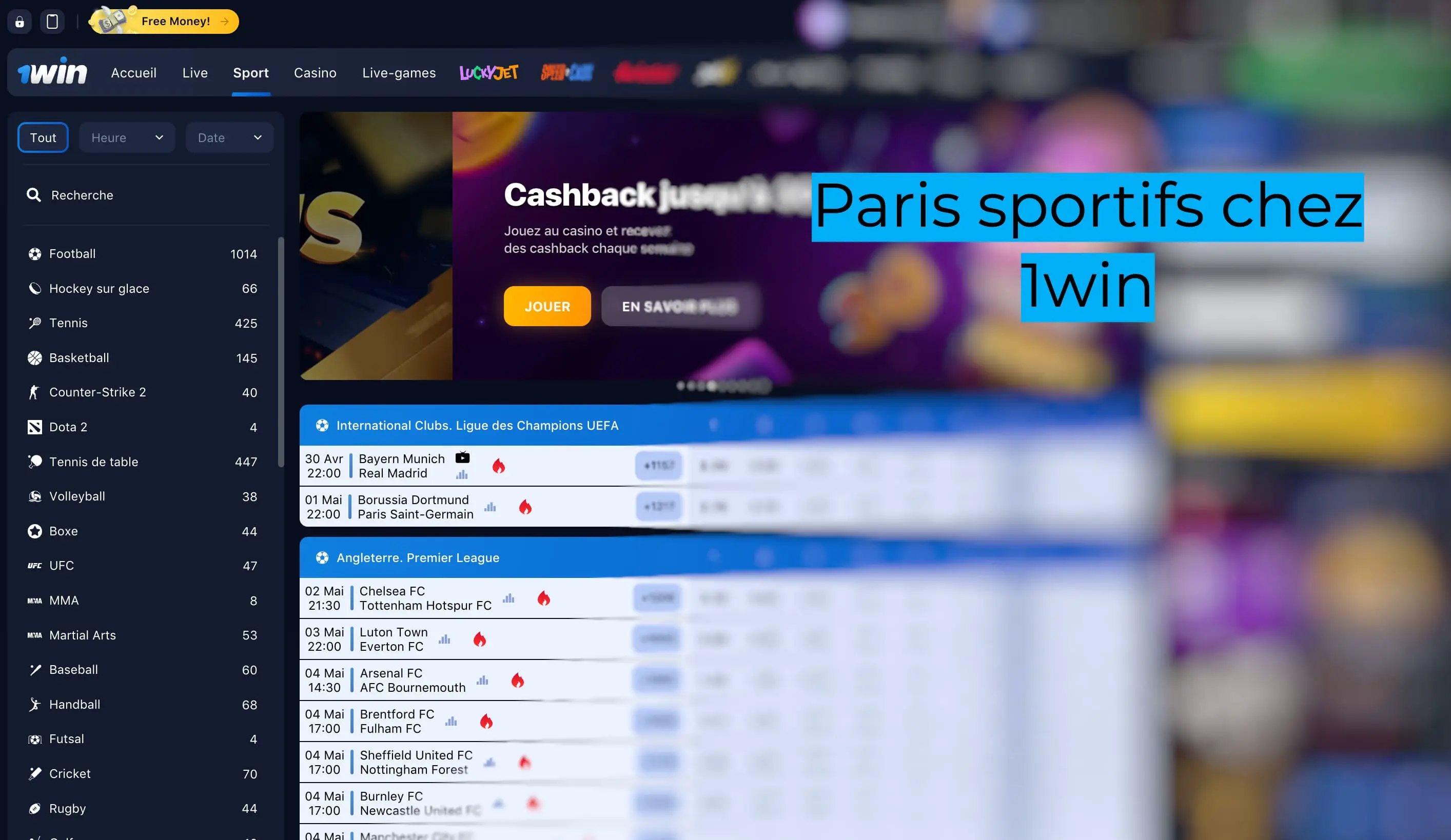 Paris sportifs chez 1win Gabon