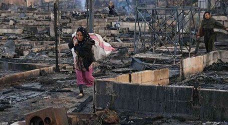 حريق يلتهم مخيم للاجئين السوريين في لبنان ويخلف ضحايا